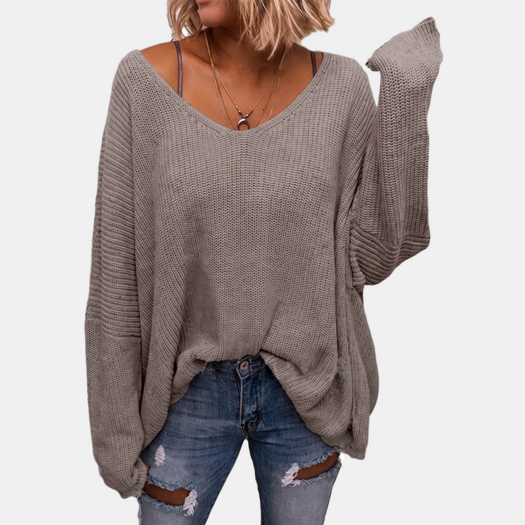 Nicola | Oversized V-Neck Chunky Knit Jumper