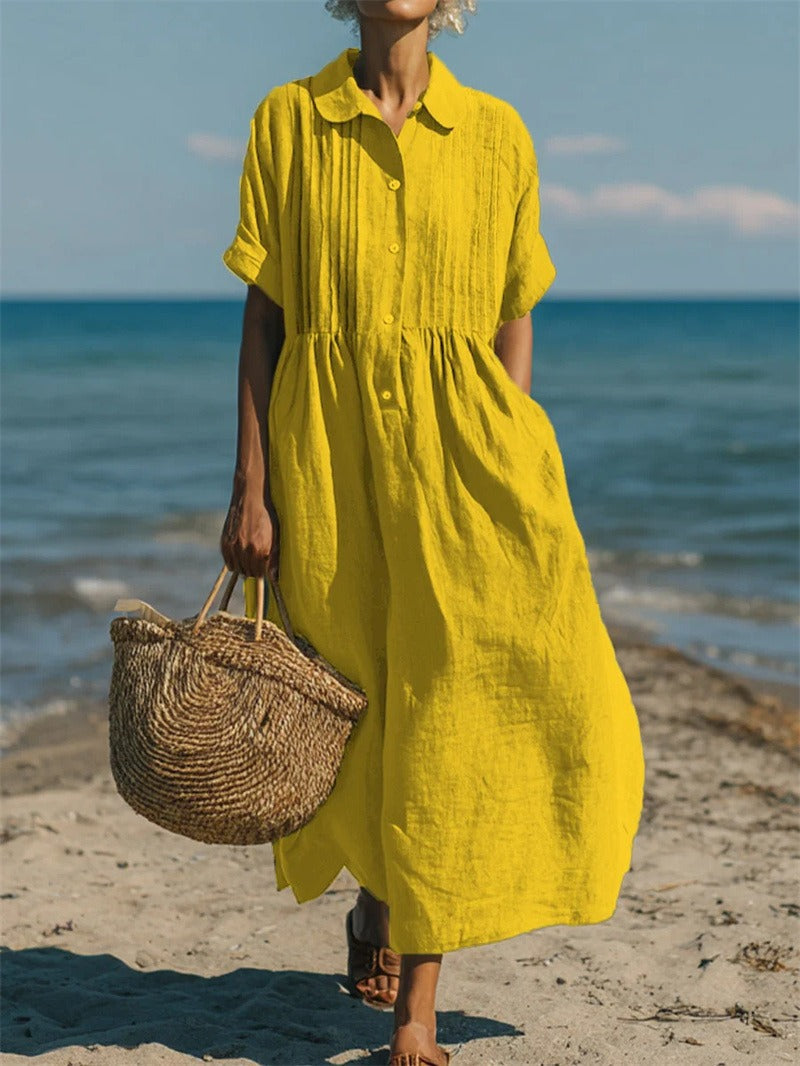 Anna | White Relaxed Maxi Shirt Dress