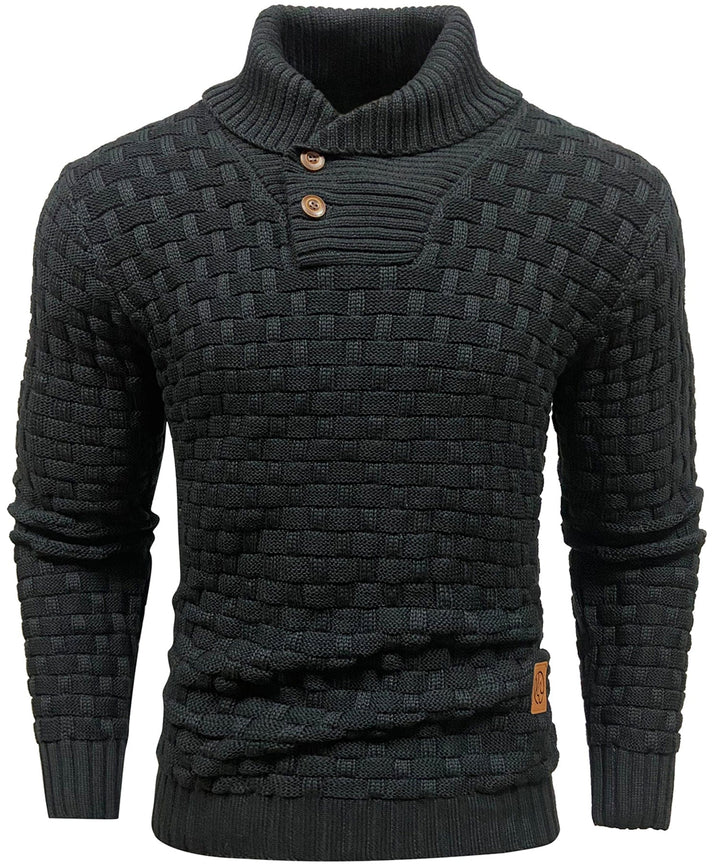 Callum | Men’s Textured Button-Collar Knit Pullover