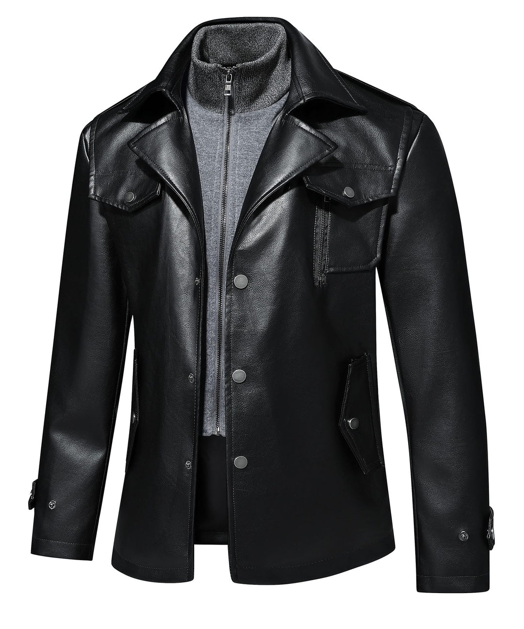 Mason | Men’s PU Leather Utility Jacket