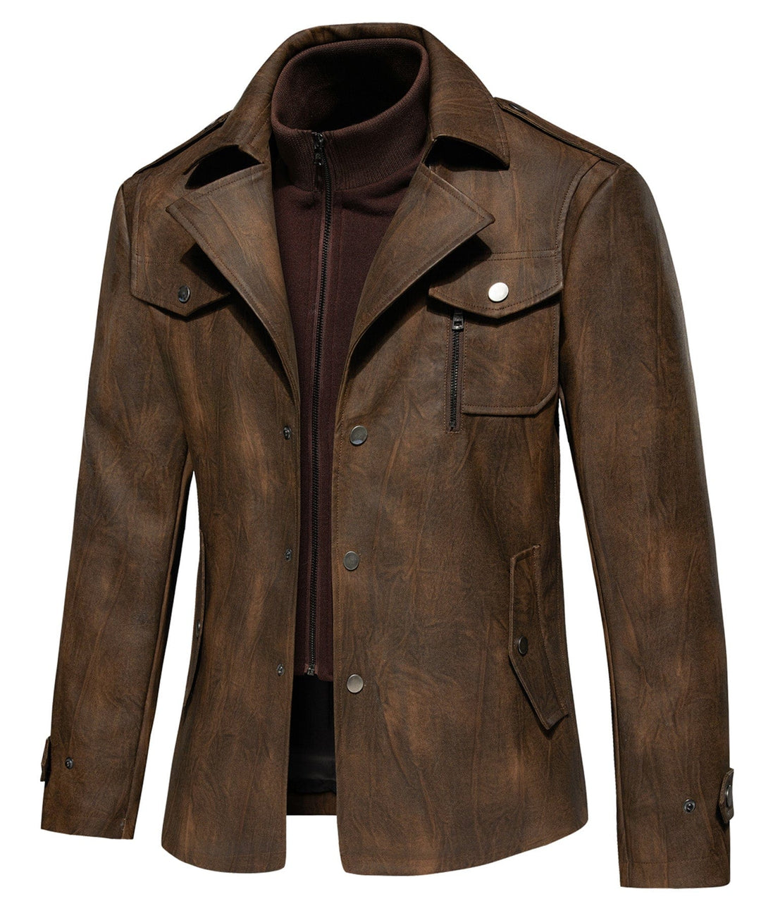 Mason | Men’s PU Leather Utility Jacket