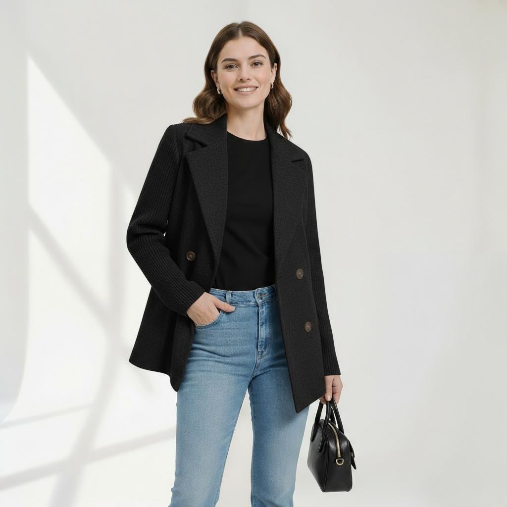 Thea | Ribbed Knit Blazer-Style Cardigan