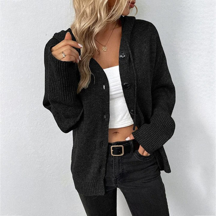Hazel | Women's Hooded Knit Button Cardigan