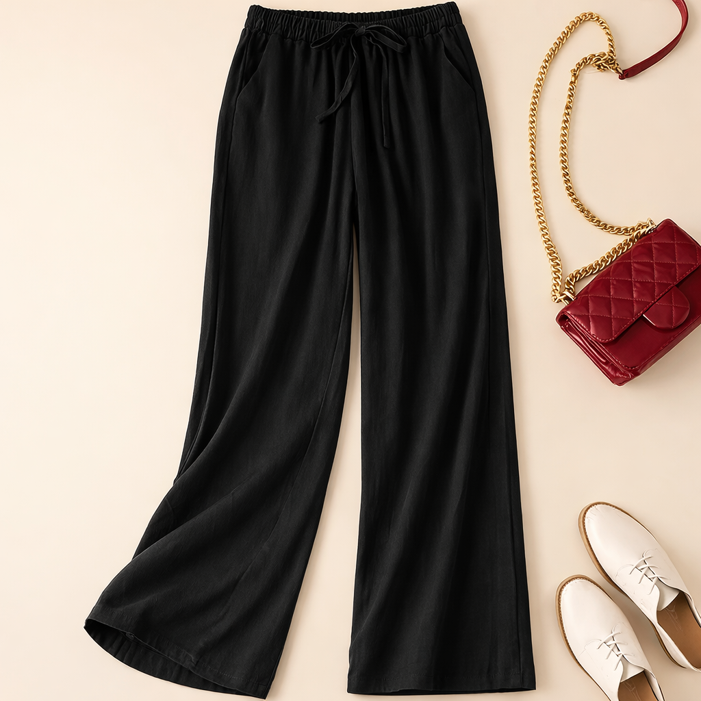 Cassia | Relaxed Drawstring Linen-Look Trousers