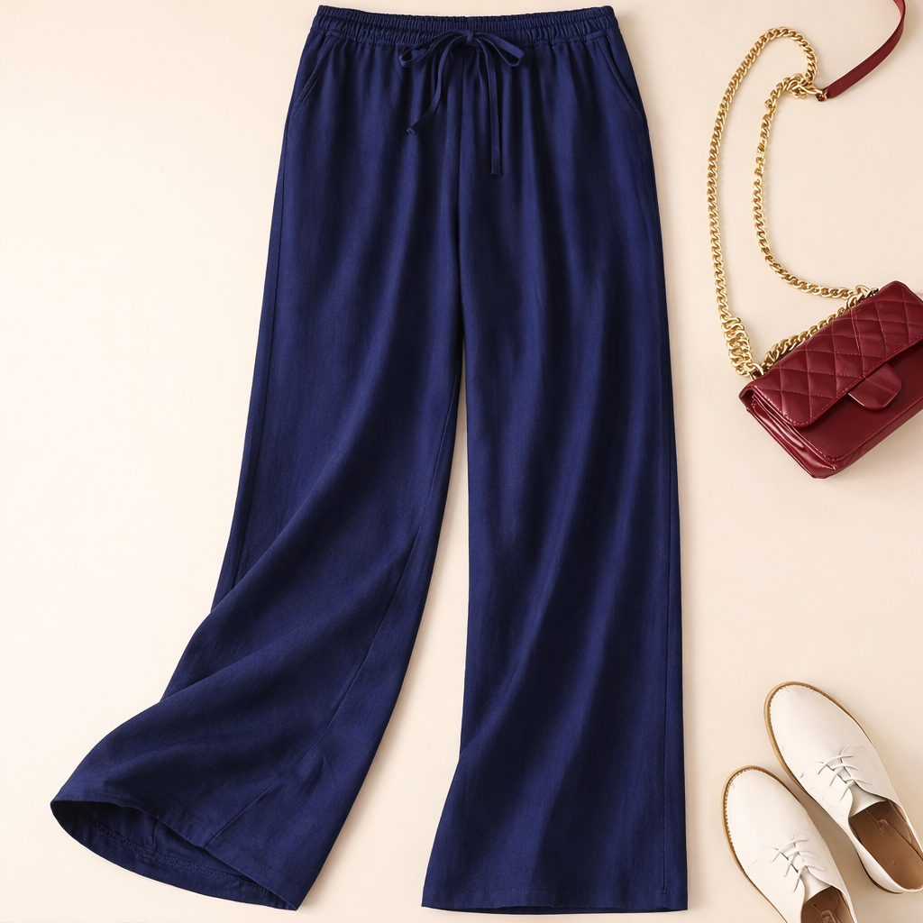Cassia | Relaxed Drawstring Linen-Look Trousers