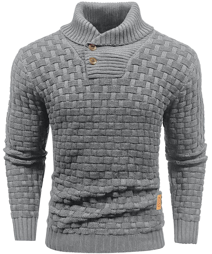 Callum | Men’s Textured Button-Collar Knit Pullover