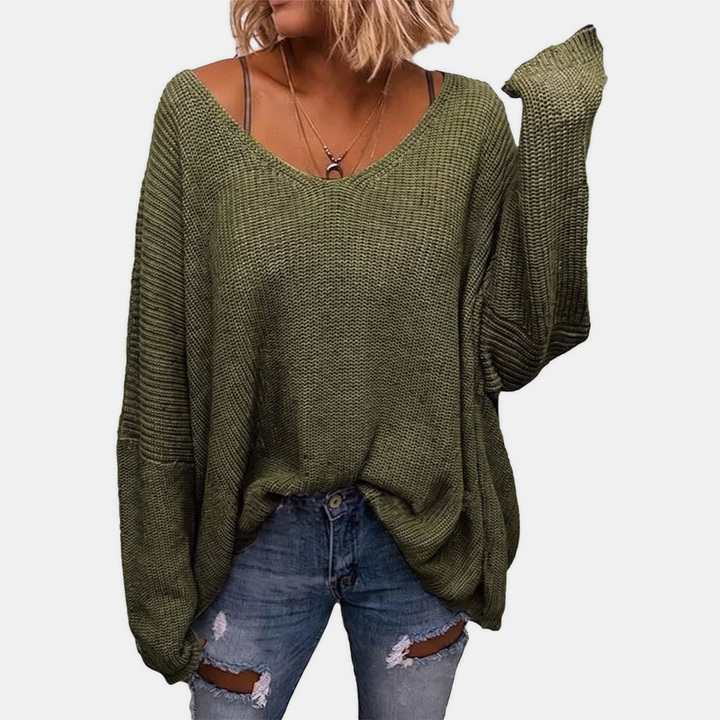 Nicola | Oversized V-Neck Chunky Knit Jumper