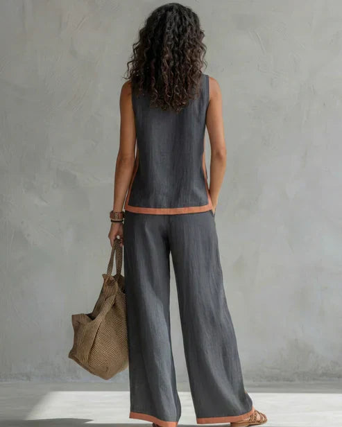 Eliana | Sleeveless Top & Wide-Leg Trouser Set