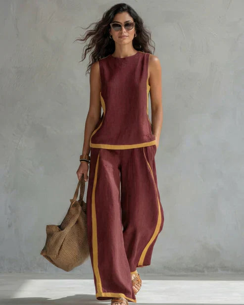 Eliana | Sleeveless Top & Wide-Leg Trouser Set