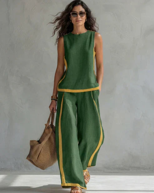 Eliana | Sleeveless Top & Wide-Leg Trouser Set