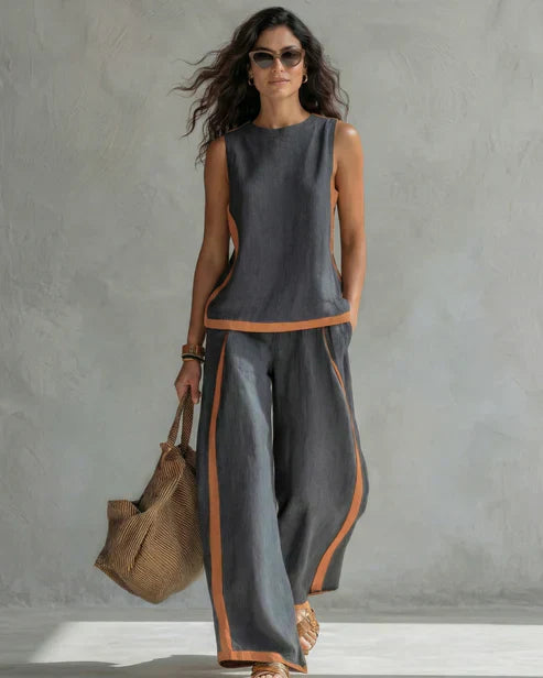 Eliana | Sleeveless Top & Wide-Leg Trouser Set