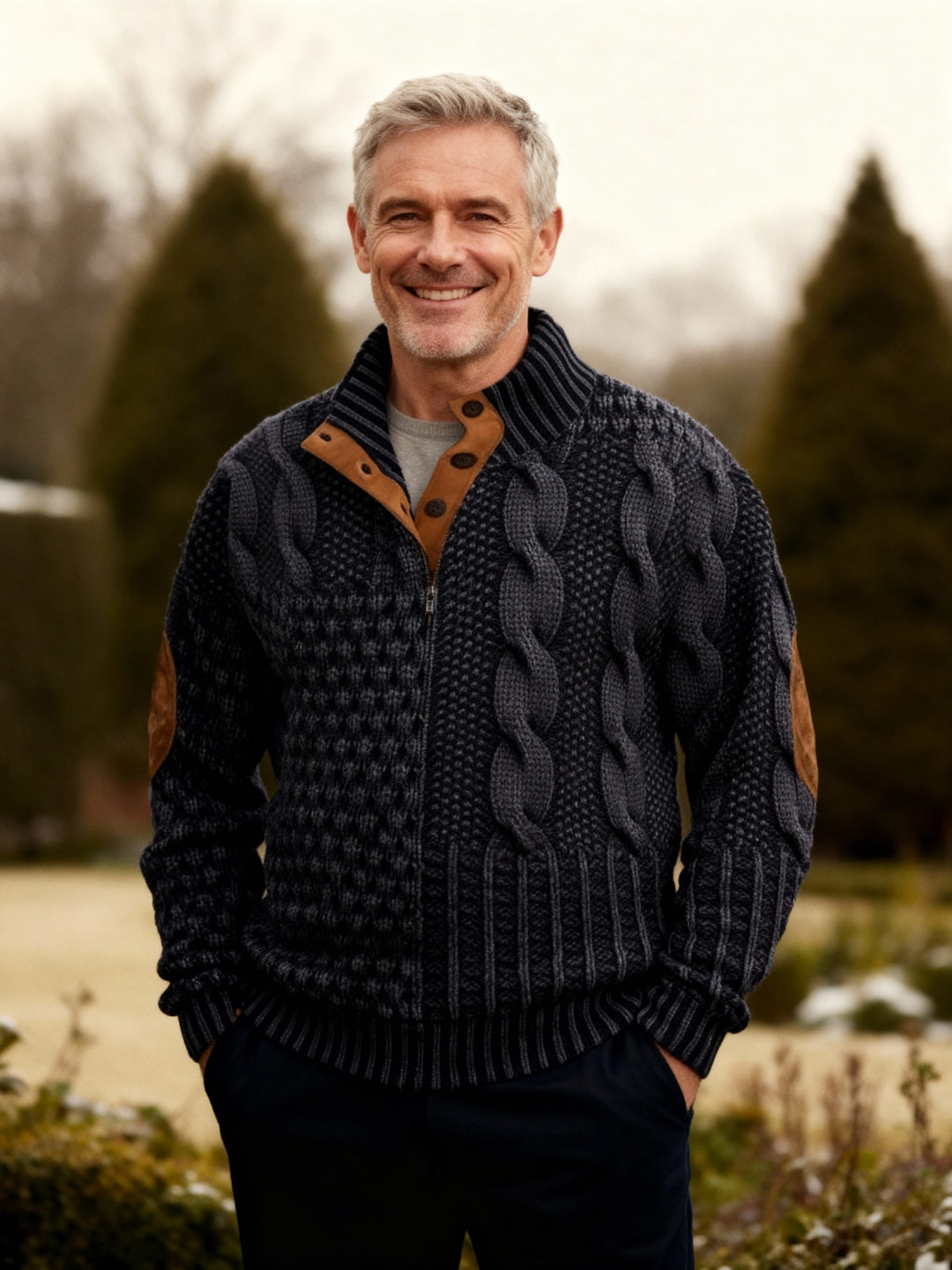 Orson | Men’s Patchwork Knit Crew Neck Jumper