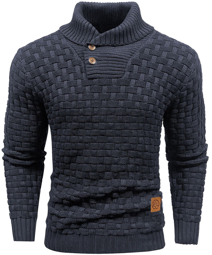 Callum | Men’s Textured Button-Collar Knit Pullover