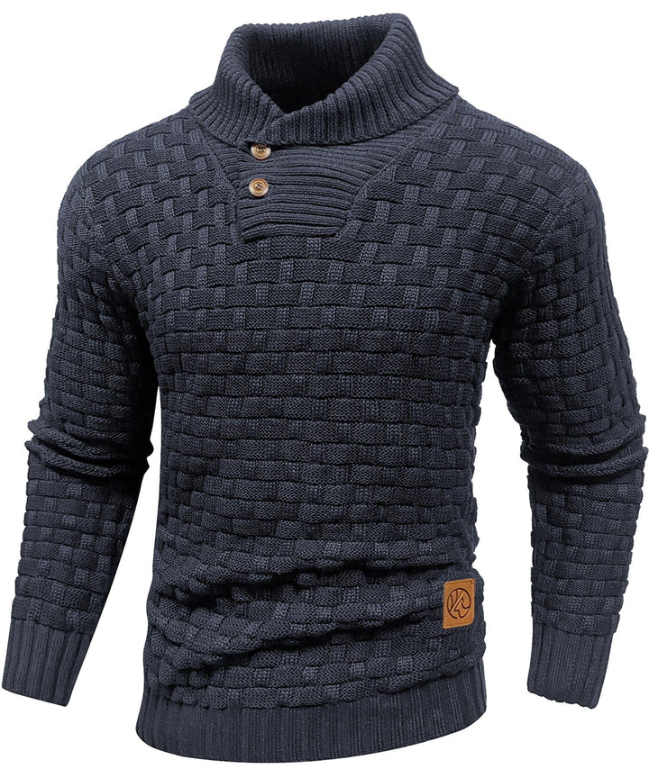 Callum | Men’s Textured Button-Collar Knit Pullover