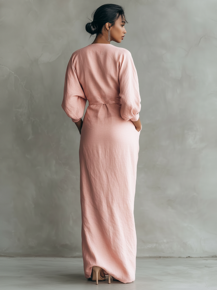 Aurelia | Linen-Look Wrap Maxi Dress