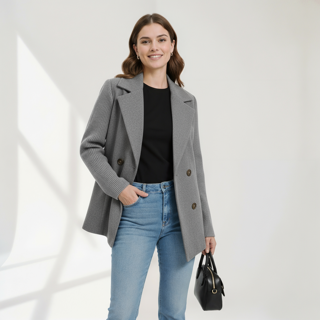 Thea | Ribbed Knit Blazer-Style Cardigan