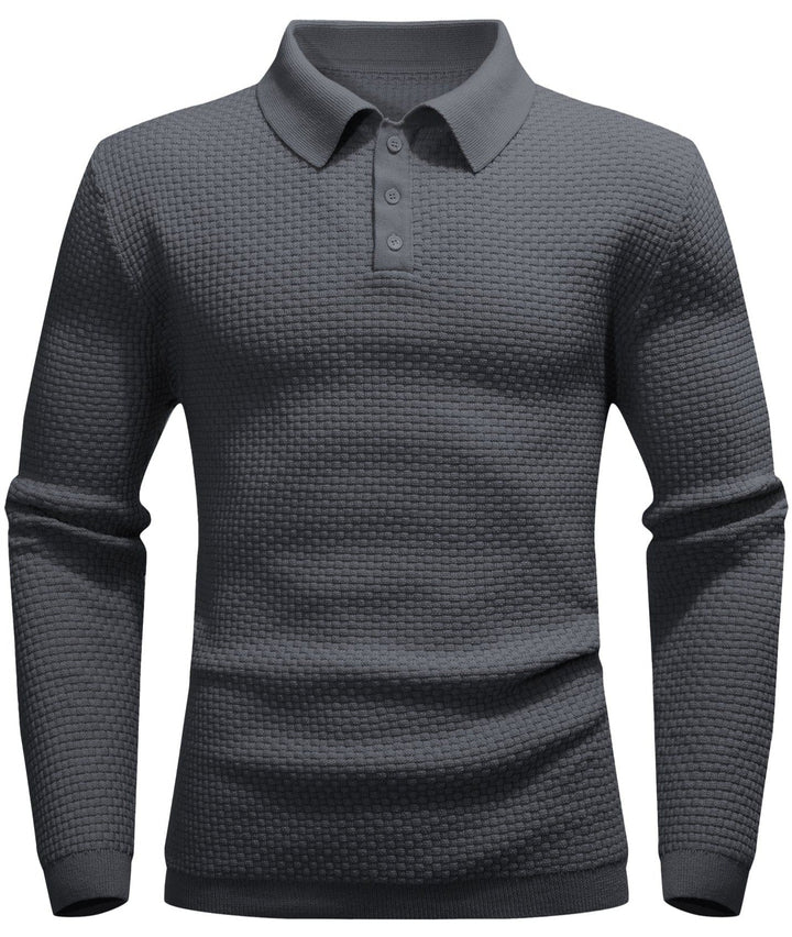 Alaric | Men’s Textured Long-Sleeve Polo Shirt