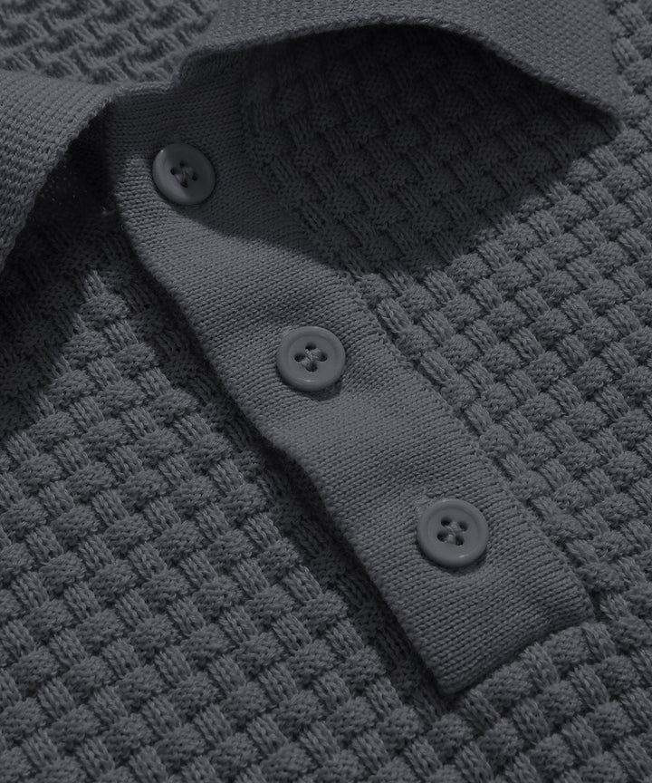 Alaric | Men’s Textured Long-Sleeve Polo Shirt