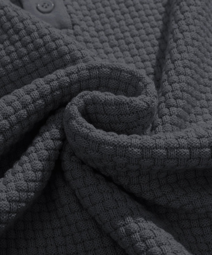Alaric | Men’s Textured Long-Sleeve Polo Shirt
