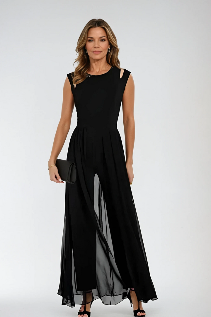 Evelisse | Sleeveless Layered Maxi Evening Dress