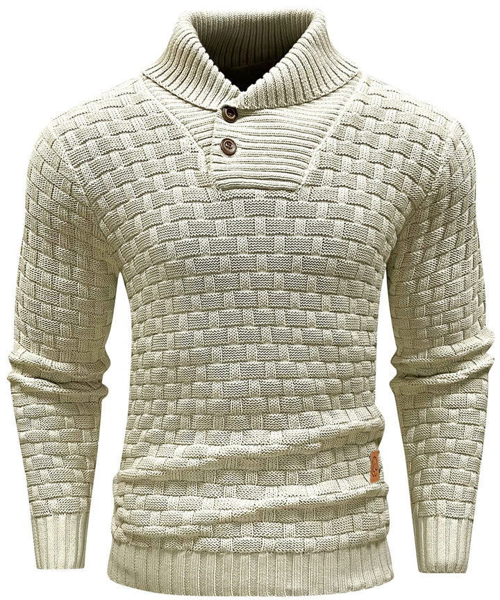 Callum | Men’s Textured Button-Collar Knit Pullover
