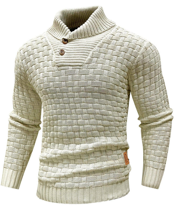 Callum | Men’s Textured Button-Collar Knit Pullover