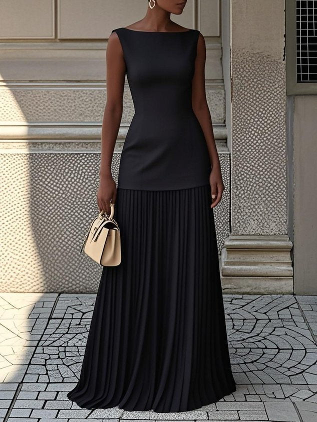Seraphina | Sleeveless Pleated Maxi Dress