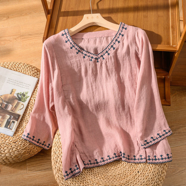 Jane | Pattern V-Neck Blouse