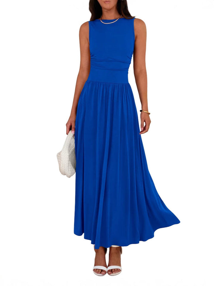 Evelina | Ruched Waist Sleeveless Maxi Dress