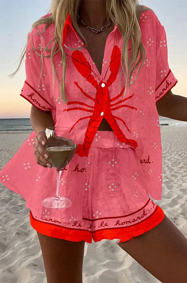 Coralie | Coastal Print Shirt & Shorts Set