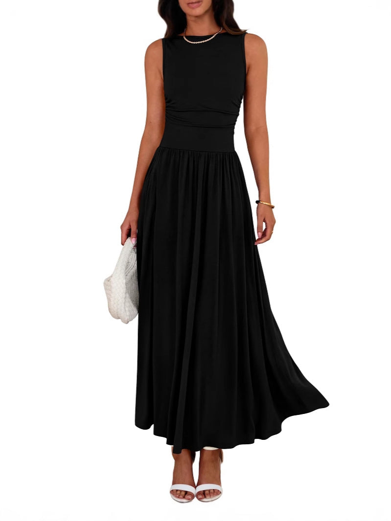Evelina | Ruched Waist Sleeveless Maxi Dress