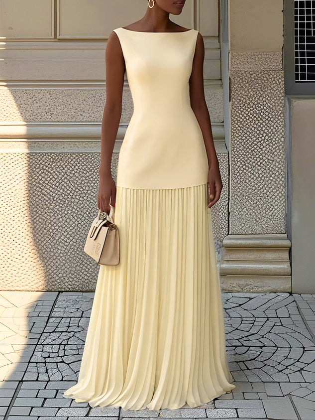 Seraphina | Sleeveless Pleated Maxi Dress