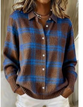 Melissa | Women's Plaid Button-Up Cardigan