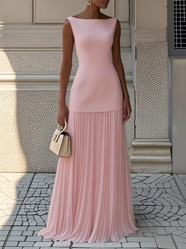Seraphina | Sleeveless Pleated Maxi Dress
