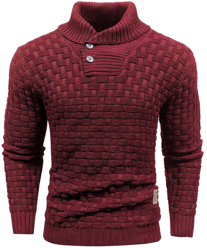 Callum | Men’s Textured Button-Collar Knit Pullover