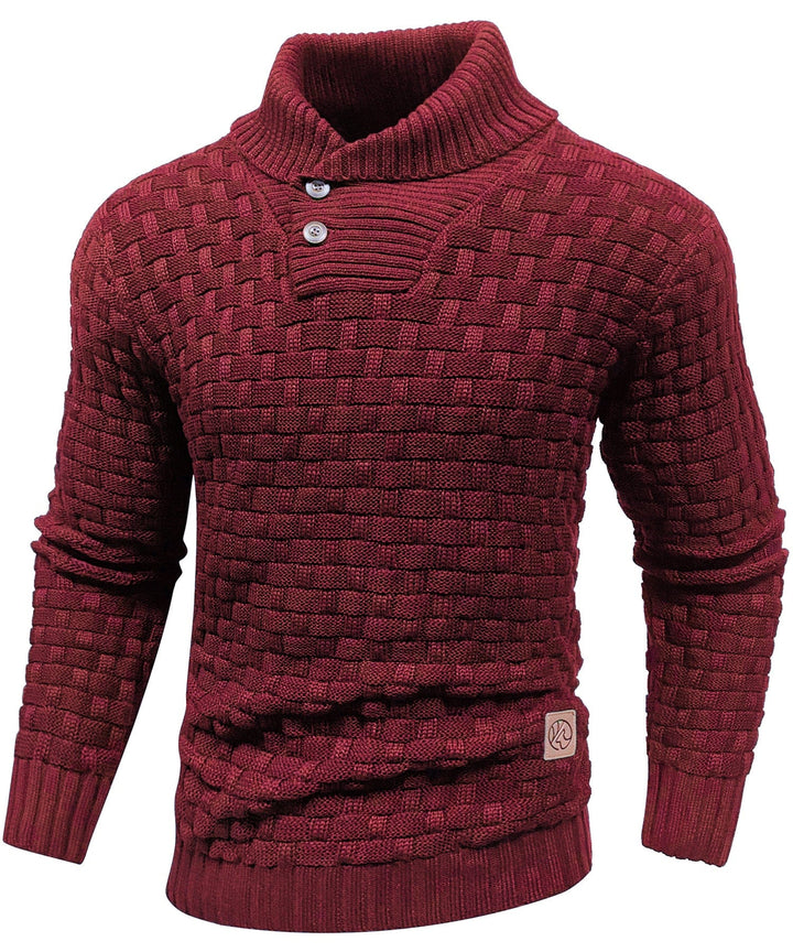 Callum | Men’s Textured Button-Collar Knit Pullover