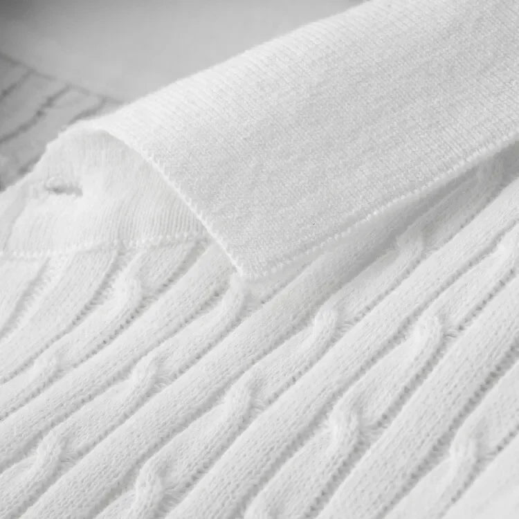 Loric | Men’s Cable-Knit Polo Shirt