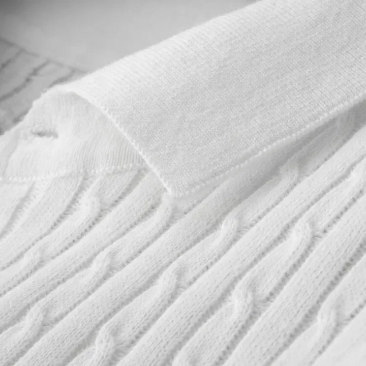Loric | Men’s Cable-Knit Polo Shirt