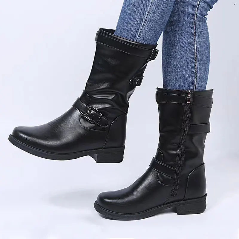 Iris | Women's Mid-Calf Buckle Boots