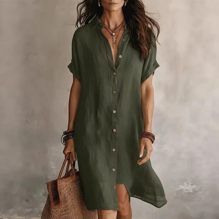 Emilia | Button-Front Midi Shirt Dress