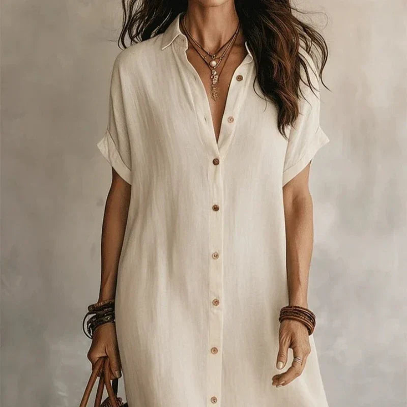 Emilia | Button-Front Midi Shirt Dress