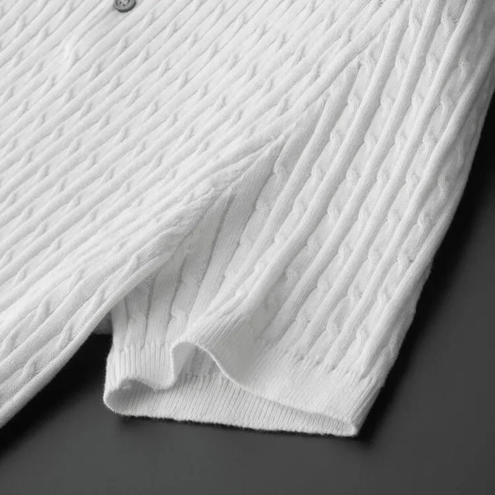 Loric | Men’s Cable-Knit Polo Shirt
