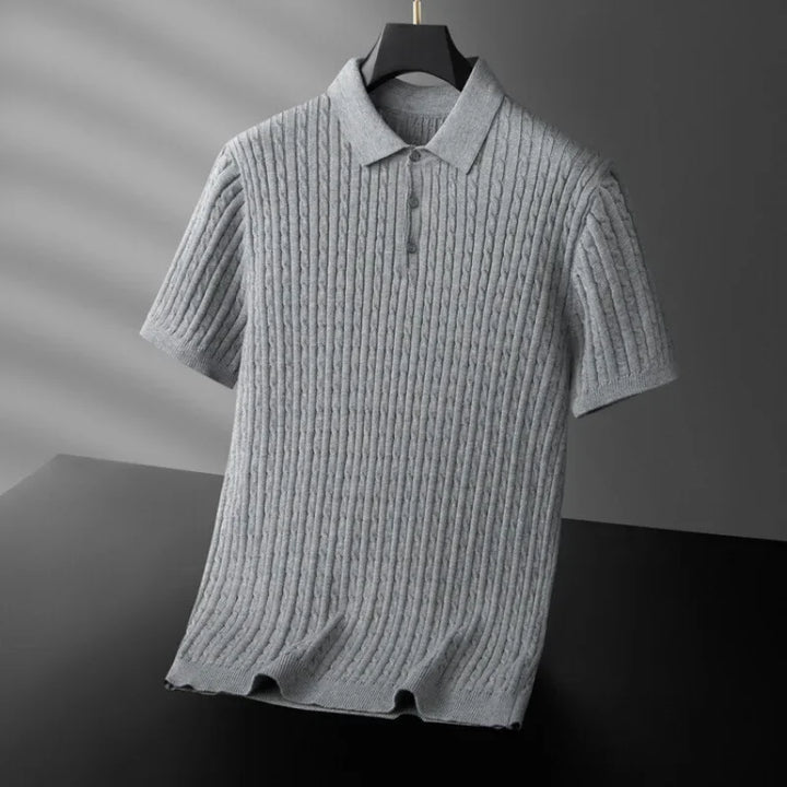 Loric | Men’s Cable-Knit Polo Shirt