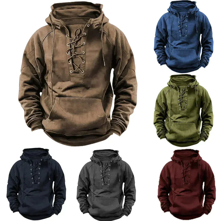 Marcus | Men’s Lace-Up Hooded Jumper