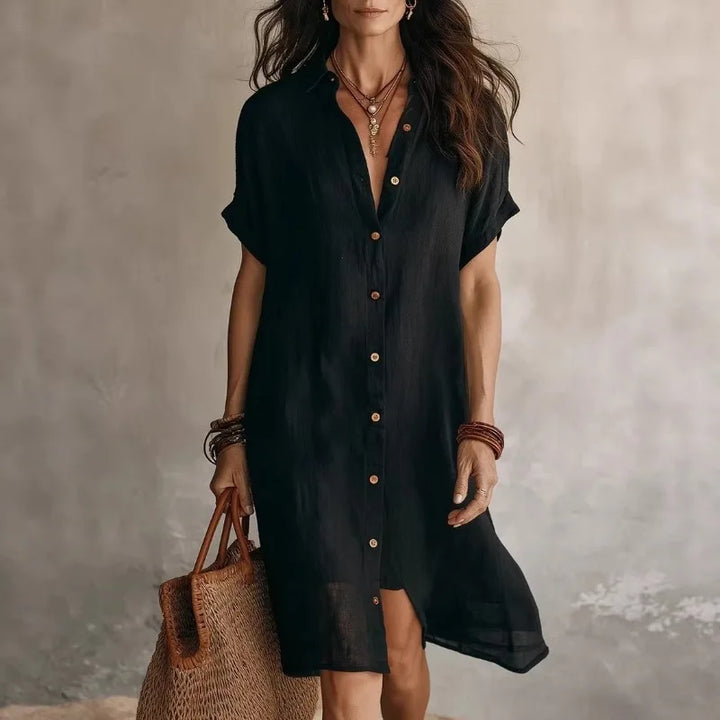 Emilia | Button-Front Midi Shirt Dress