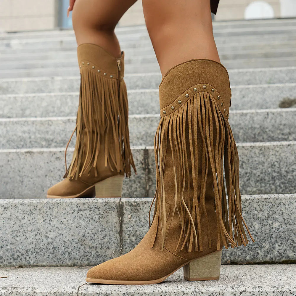 Bexley | Women's Wide Calf Western Fringe Cowboy Boots