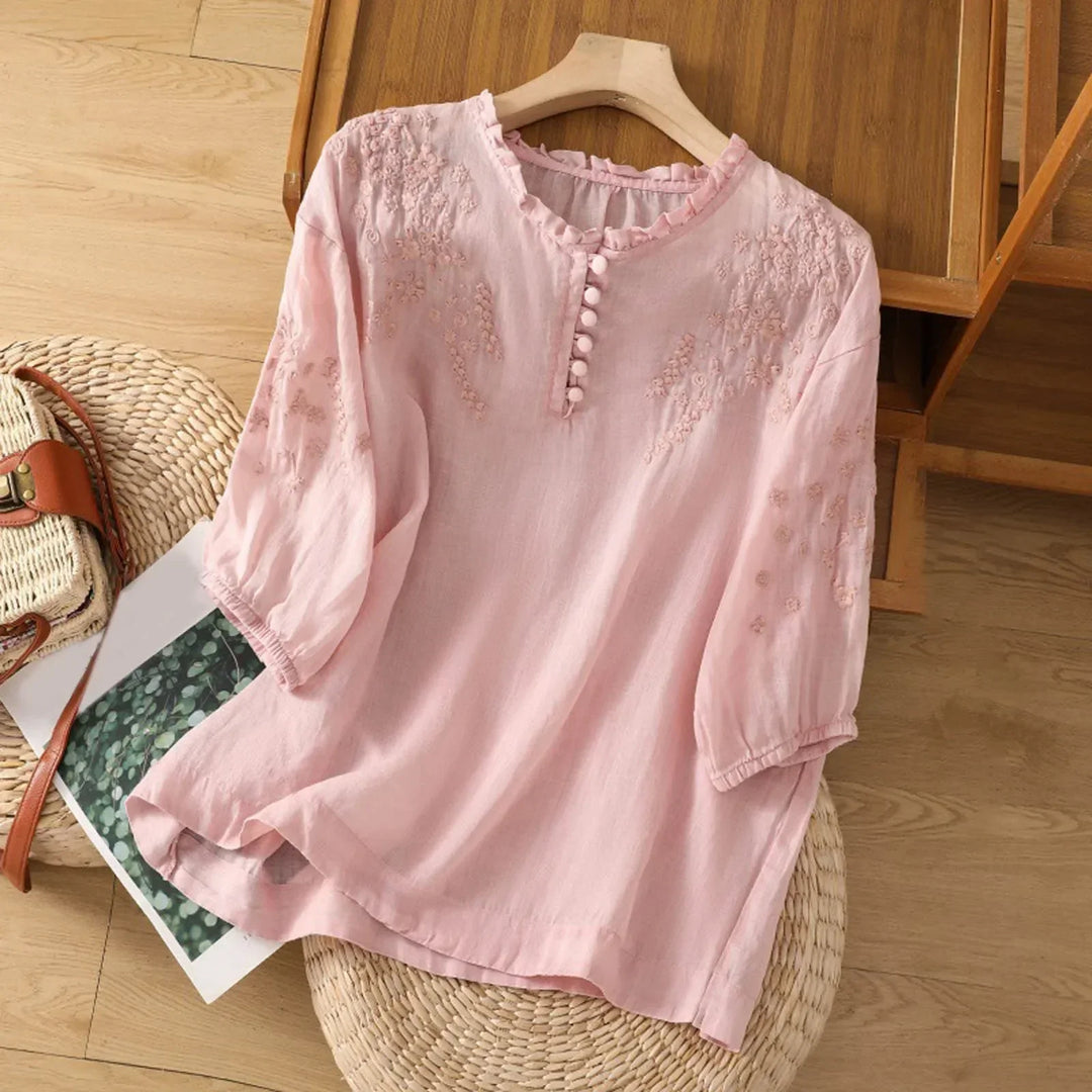 Sue | Floral Button-Front Blouse