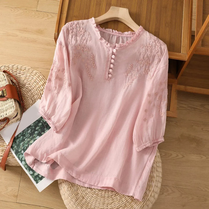 Sue | Floral Button-Front Blouse