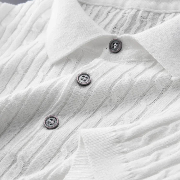 Loric | Men’s Cable-Knit Polo Shirt