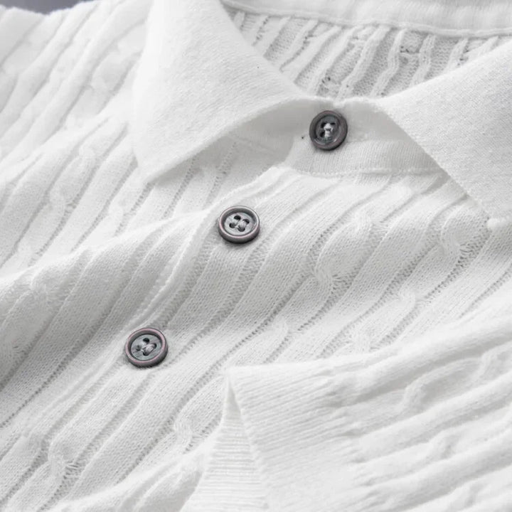 Loric | Men’s Cable-Knit Polo Shirt